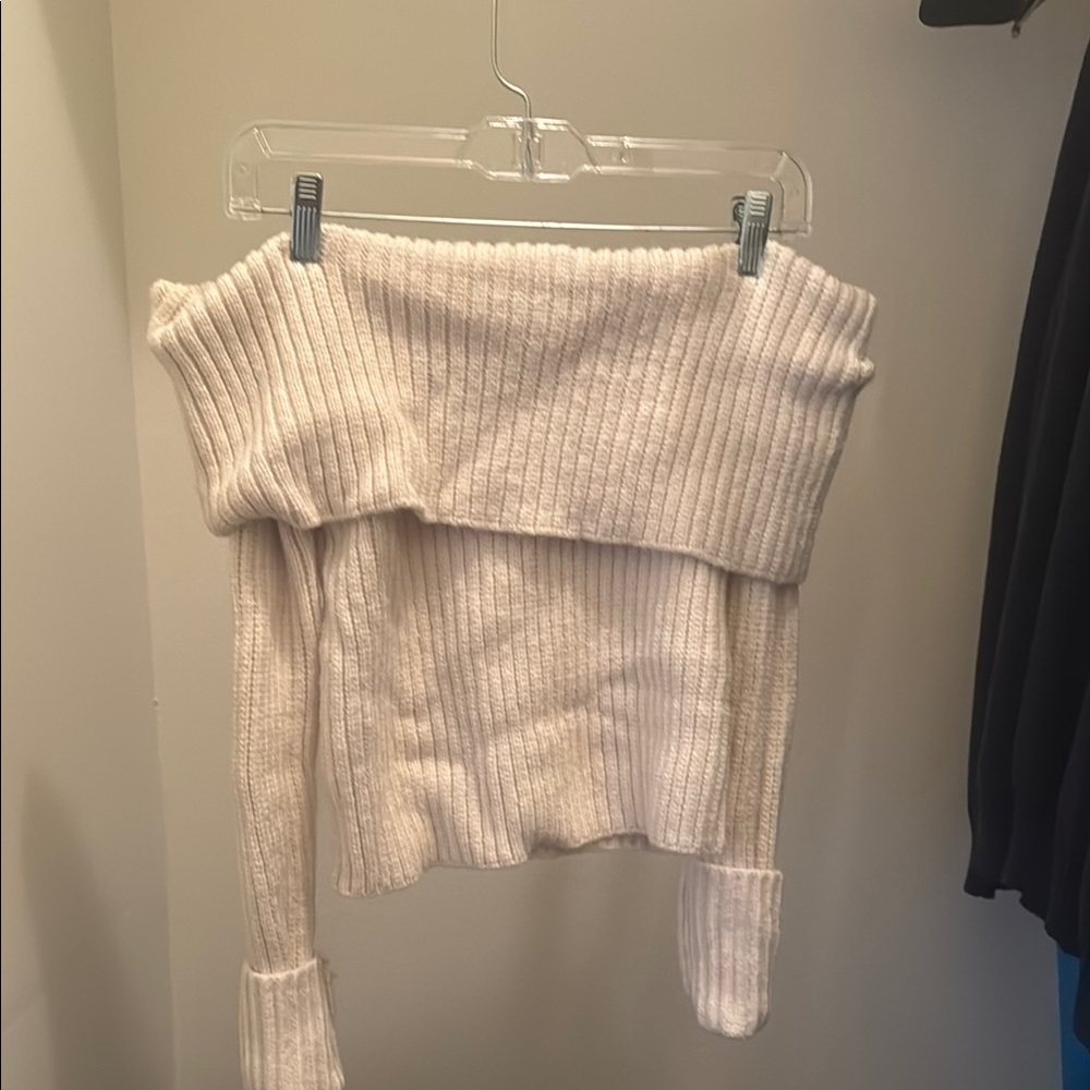 Off-Shoulder White Sweater